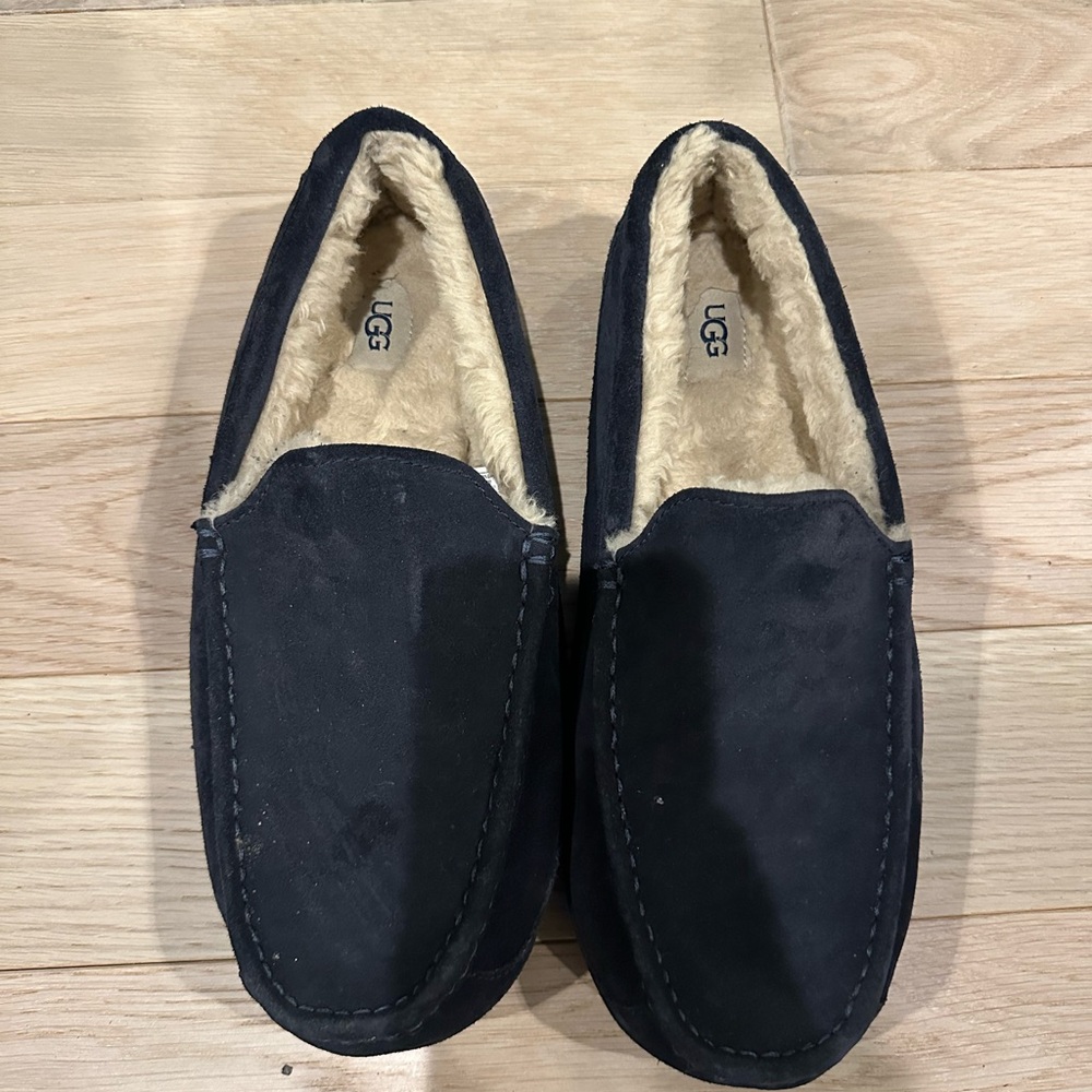 UGG Men's Dark Suede Slip-Ons with Cream Lining